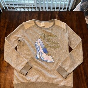 Disney Store Gray Crewneck Sweatshirt Cinderella Glass Shoe Size Medium